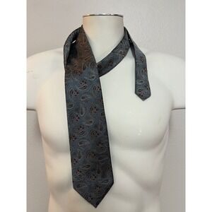 Oscar De La Renta 100% Silk Steel Gray, White, Red Paisley Neck Tie $98